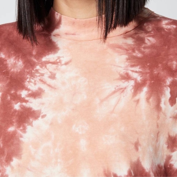 We The Free Free People Be Free Tie Dye Tee Long Sleeve Crew Neck Red/Cabernet - Picture 3 of 11